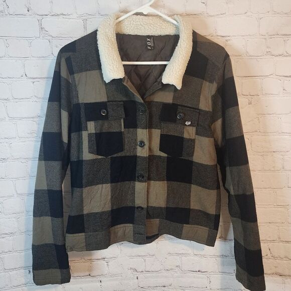 Women's Fox button-up flannel jacket, size Large - Picture 1 of 4